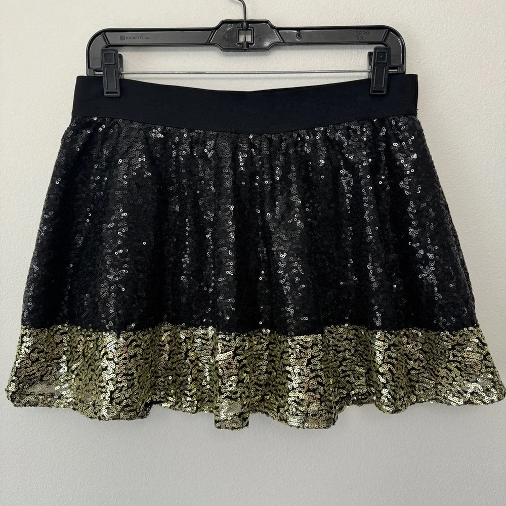Black & Gold Sequin Skirt Justice Size 18 Girls